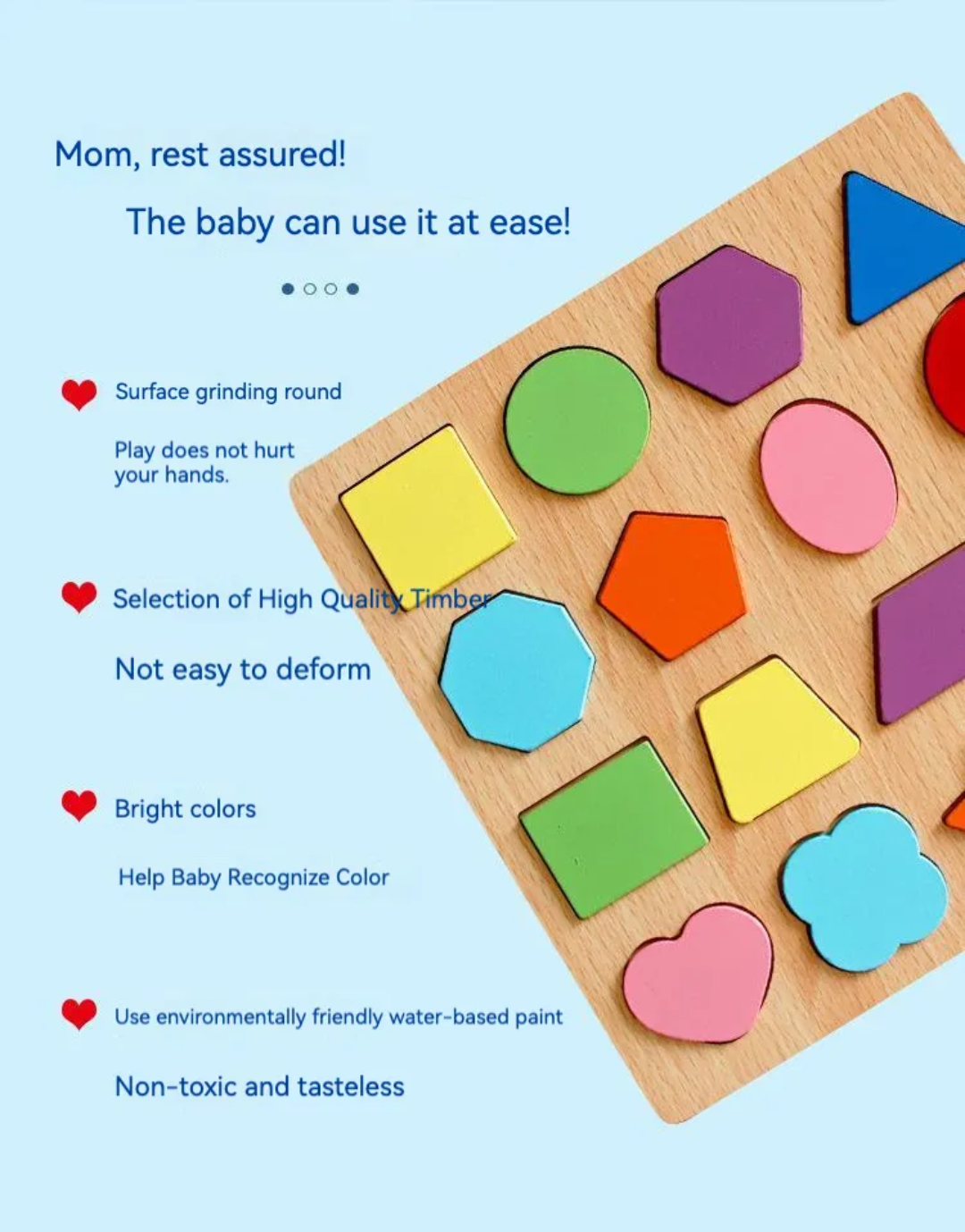 Wooden Shape Puzzle Board — 16 Geometric Shapes Mini