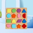 Wooden Shape Puzzle Board — 16 Geometric Shapes Mini