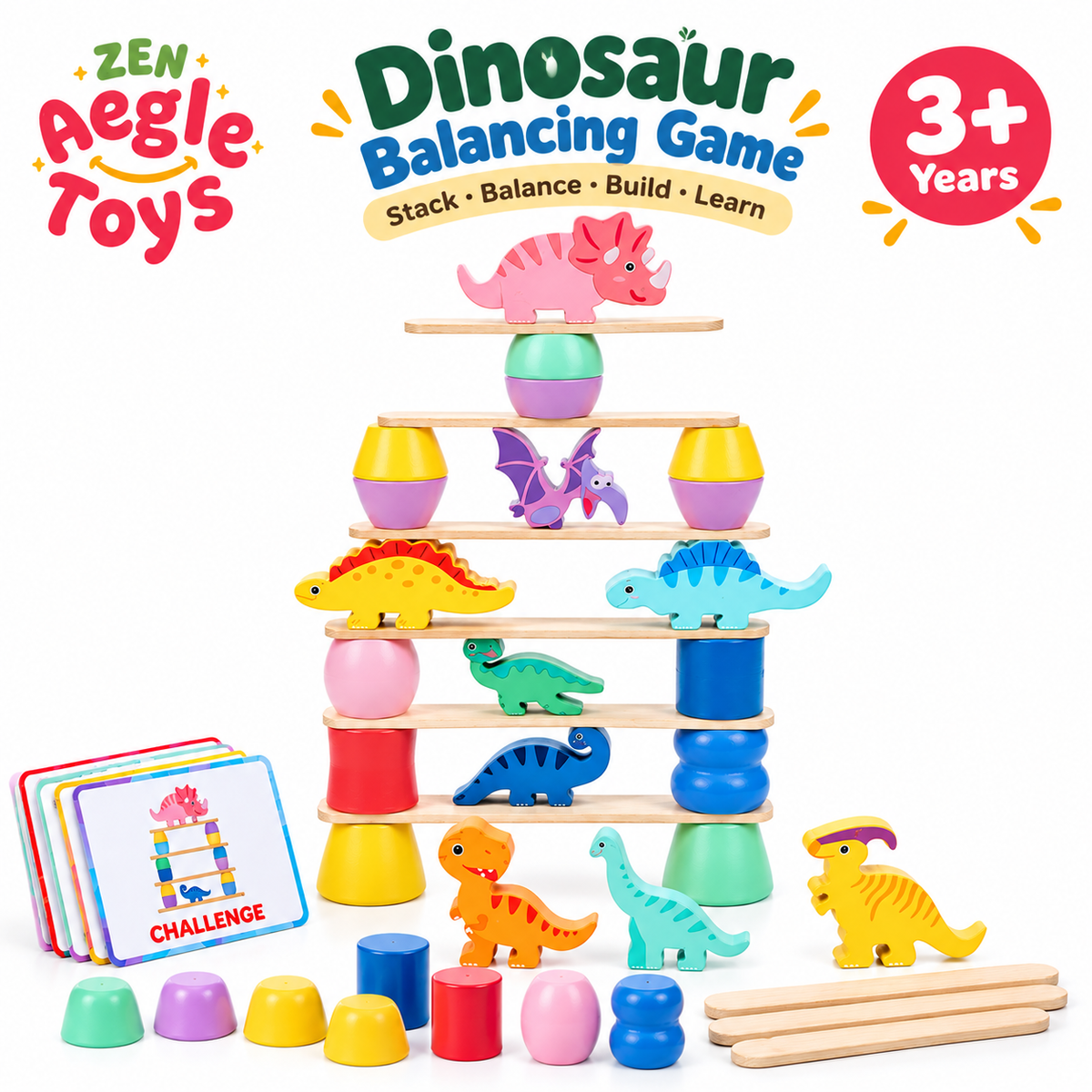 Dino Balancing Game - Wooden