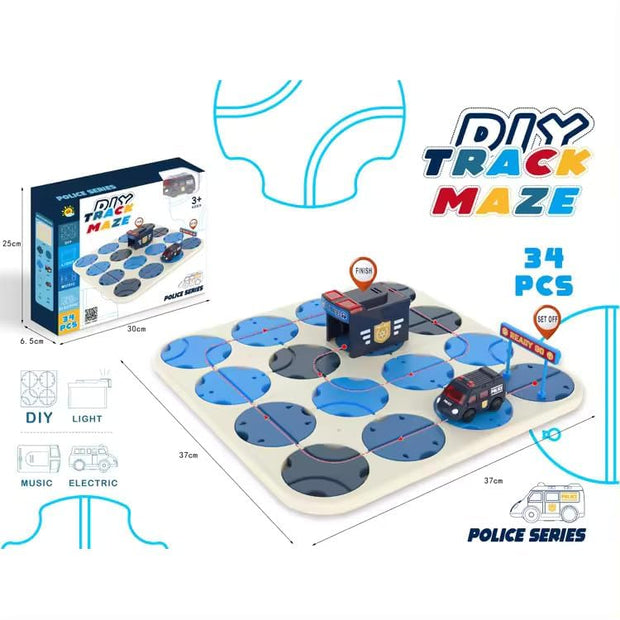 DIY Maze Track Puzzle — Build the Police Car Route Game