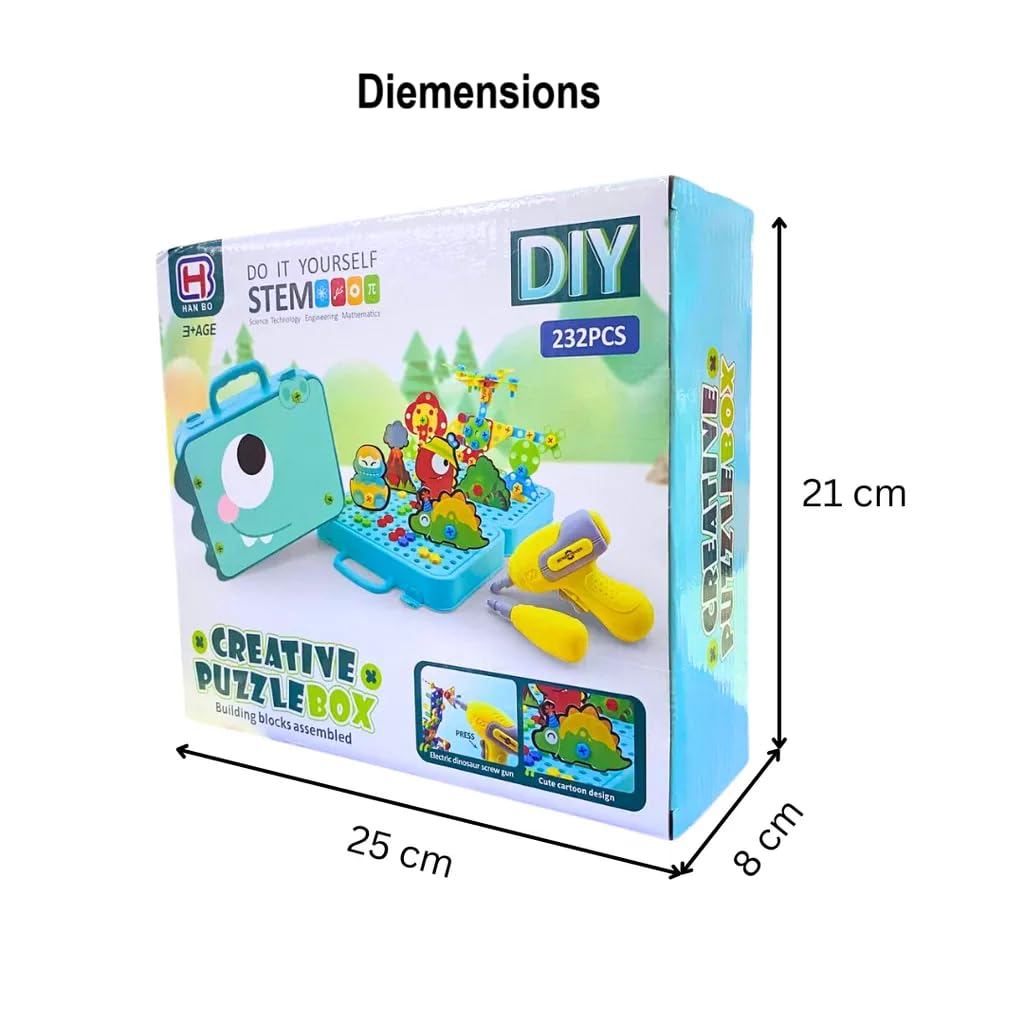 TinkerCase Dino Edition — 3D DIY Creative Puzzle Box Builder with Electric Drill & Screwdriver
