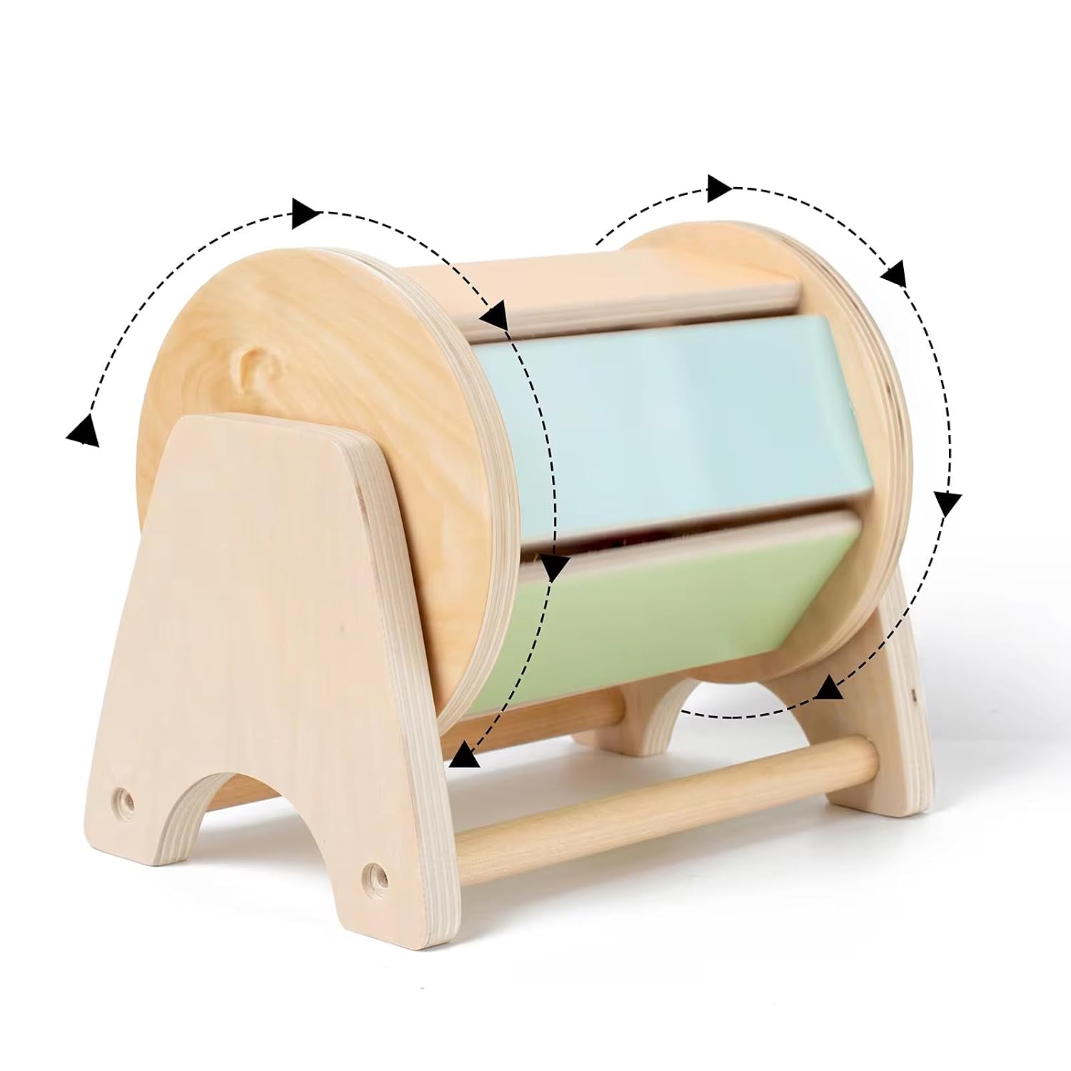 Montessori Inspired Wooden Baby Rotating Drum with Bells inside for Sensory Play