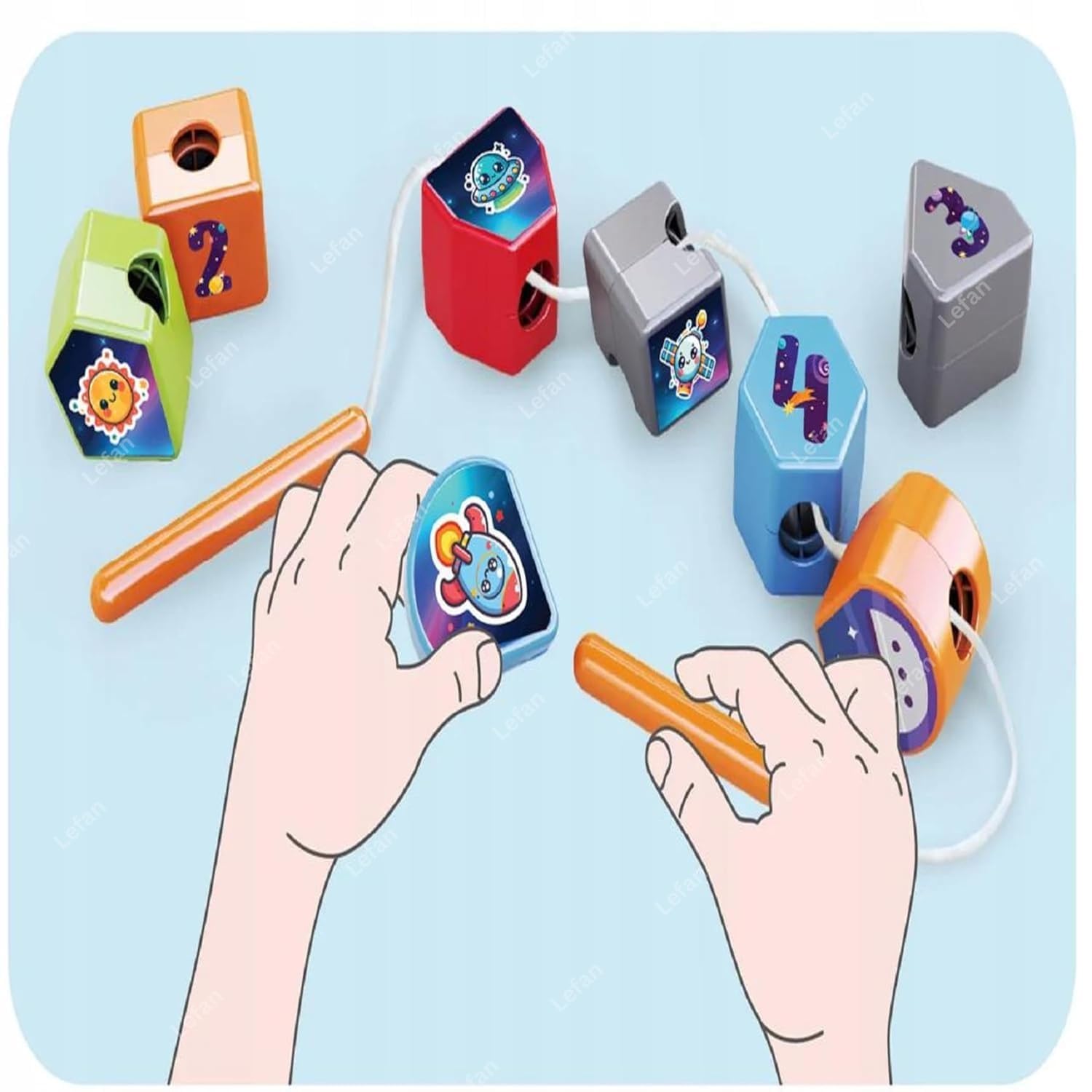 Space Shape Sorter — Spaceship Sorting, Stacking & Lacing Playset