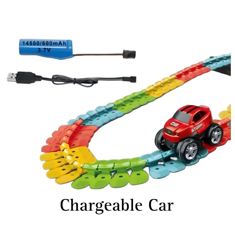 Flexible Race Track Set — 140-Piece DIY Bendable Car Track
