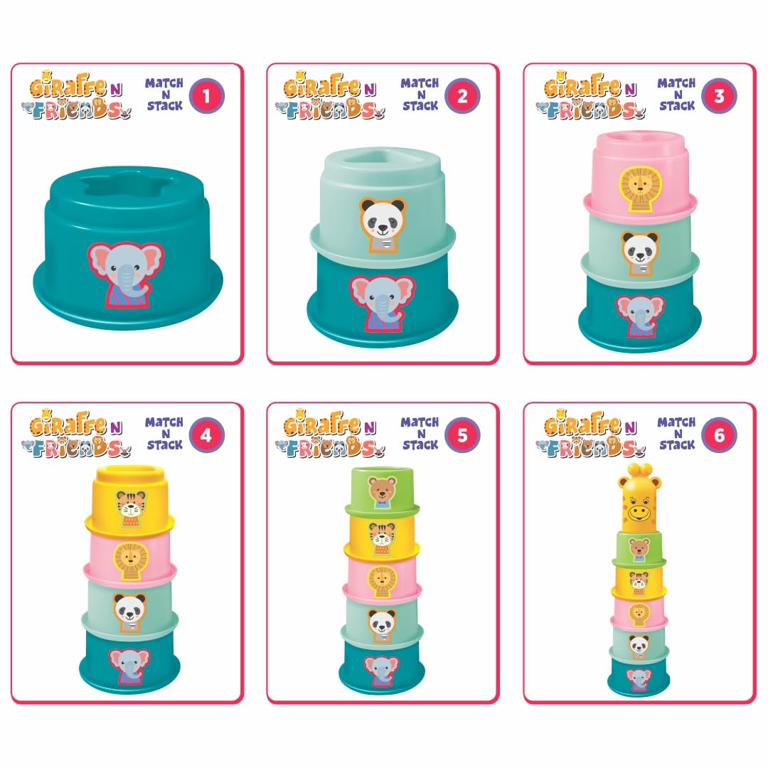 Animal Stacking & Nesting Cups — Giraffe & Friends 6-Piece Toddler Tower Set