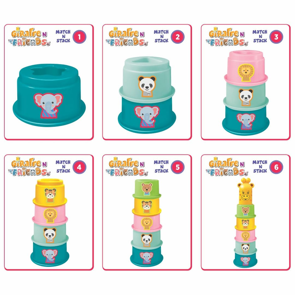 Animal Stacking & Nesting Cups — Giraffe & Friends 6-Piece Toddler Tower Set