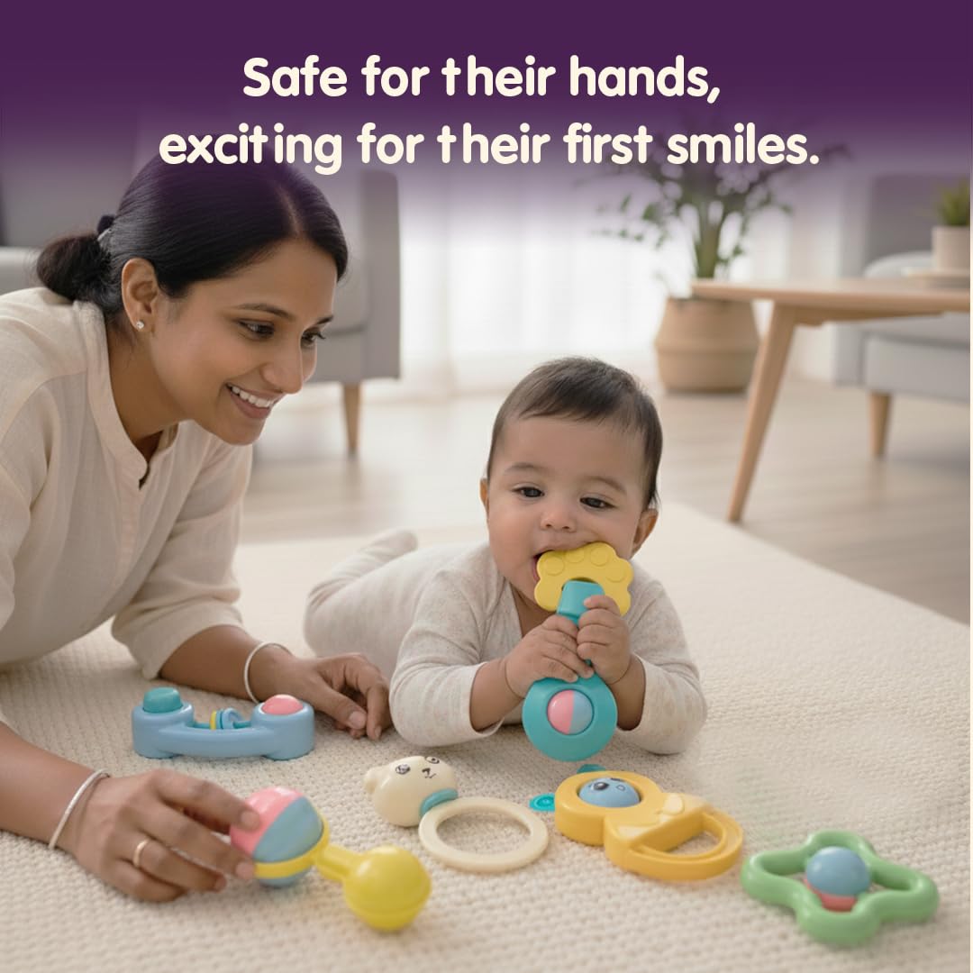 Premium Baby Rattle Gift Set — Pack of 6 Newborn Toys