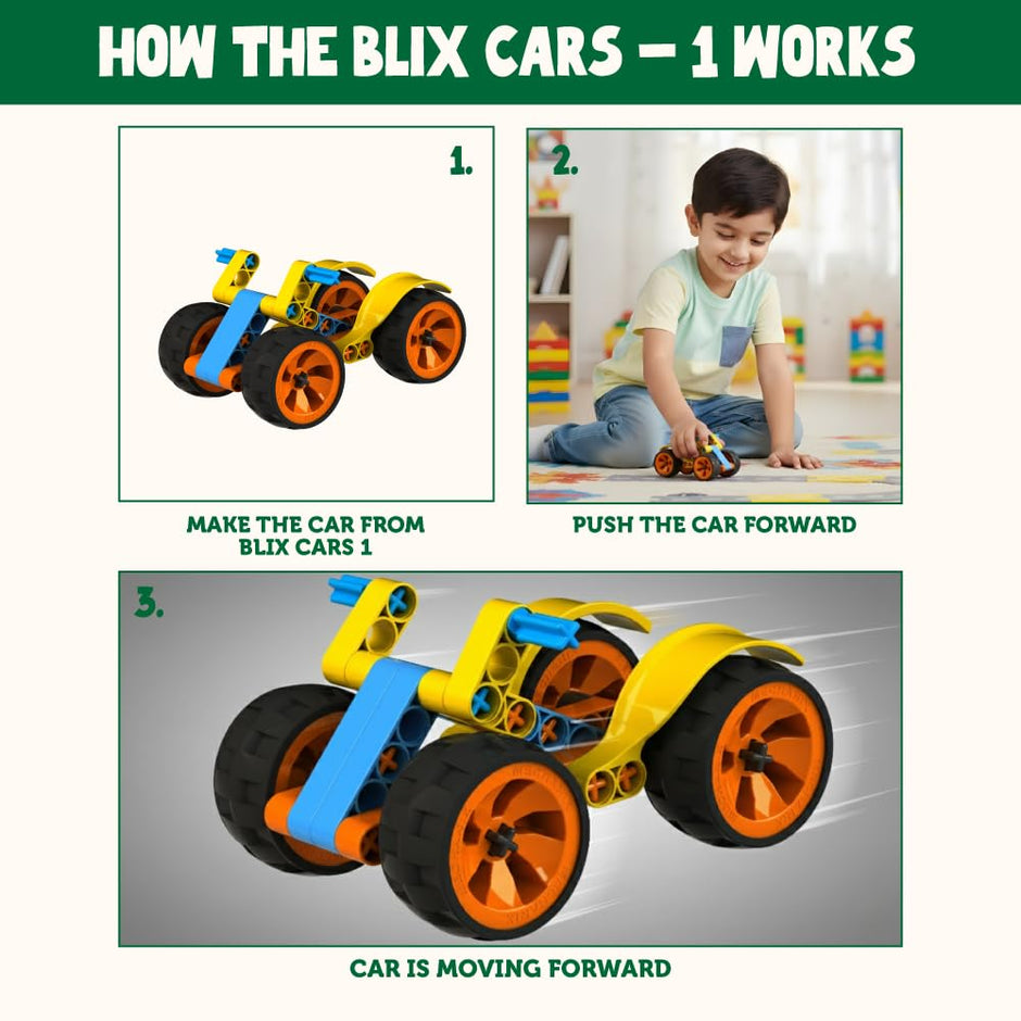 4-in-1 Car Building Blocks — 48-Piece Blix Vehicle Construction Set Cars 1