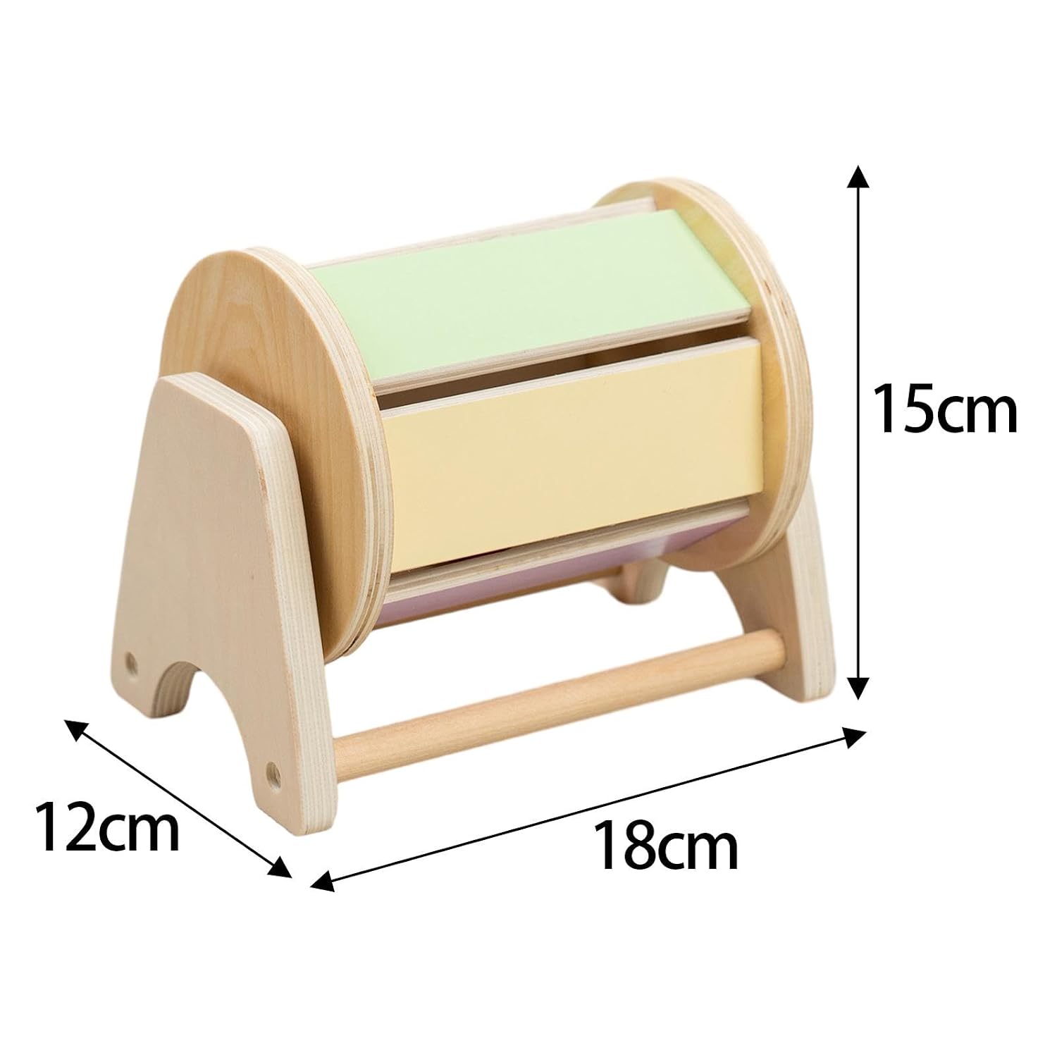 Montessori Inspired Wooden Baby Rotating Drum with Bells inside for Sensory Play