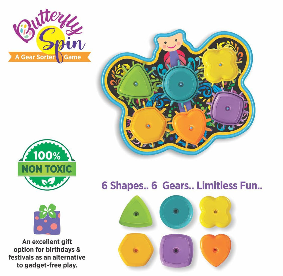 Butterfly Gear Sorter — Shape Matching & Spinning Toy