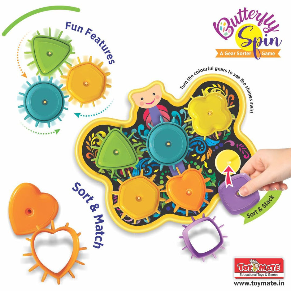 Butterfly Gear Sorter — Shape Matching & Spinning Toy