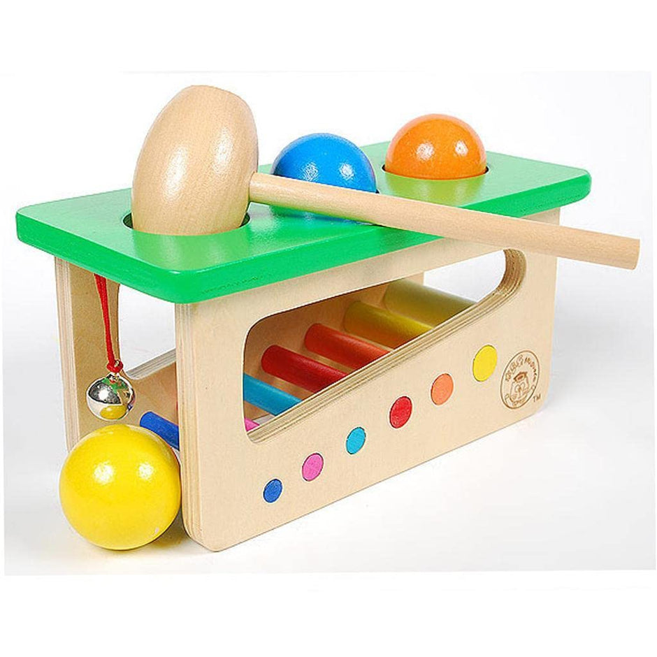 Wooden Pound-a-Ball Bench — Hammer, Slide & Ring Toy