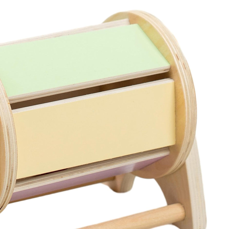 Montessori Inspired Wooden Baby Rotating Drum with Bells inside for Sensory Play