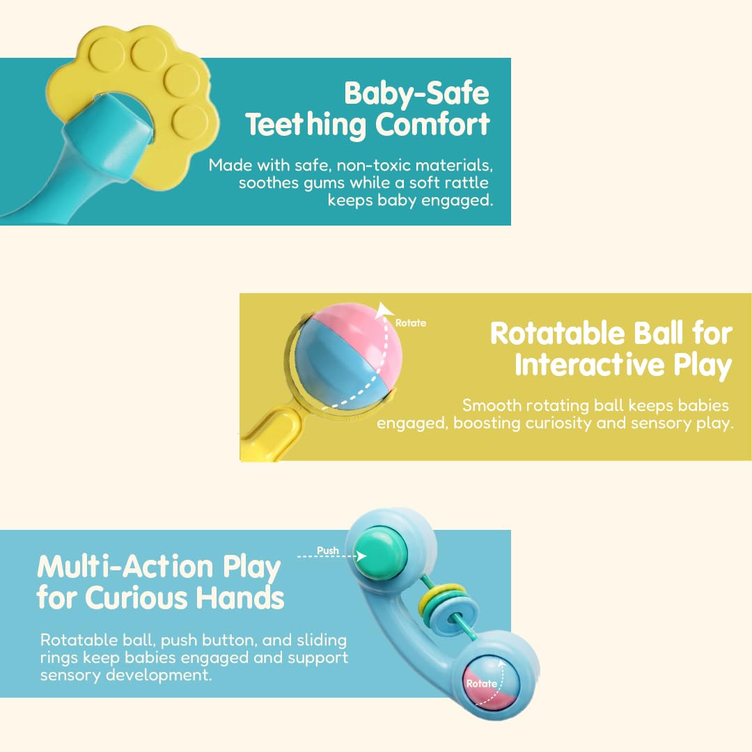 Premium Baby Rattle Gift Set — Pack of 6 Newborn Toys