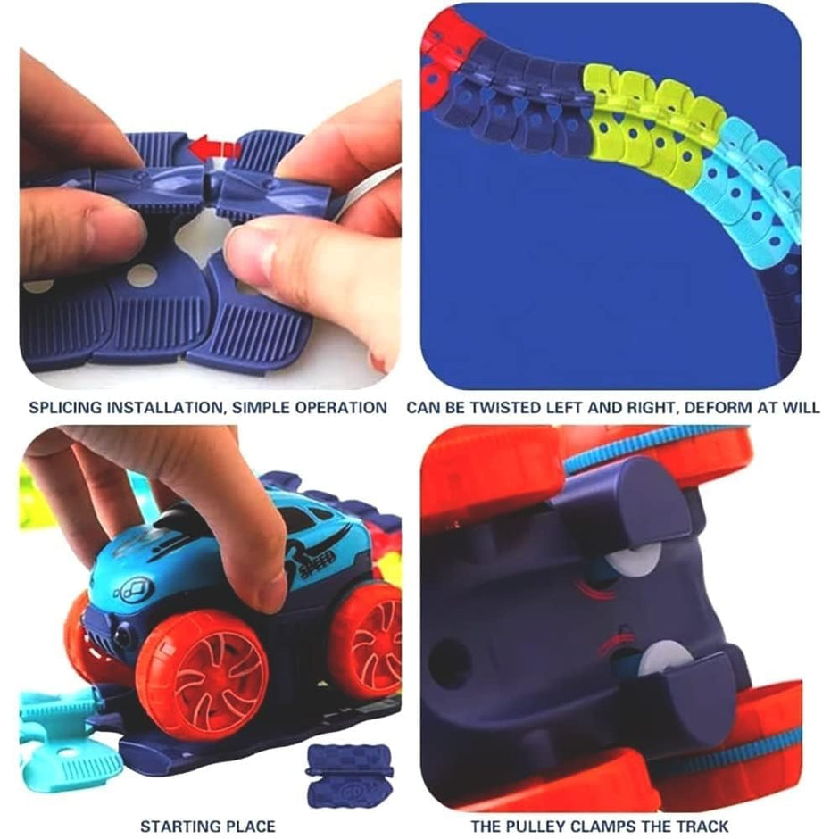 Flexible Race Track Set — 140-Piece DIY Bendable Car Track