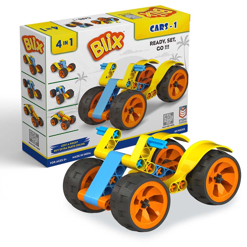 4-in-1 Car Building Blocks — 48-Piece Blix Vehicle Construction Set Cars 1