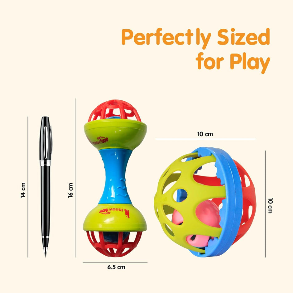 Baby Rattle & Teether Set — Pack of 2 Sensory Toys