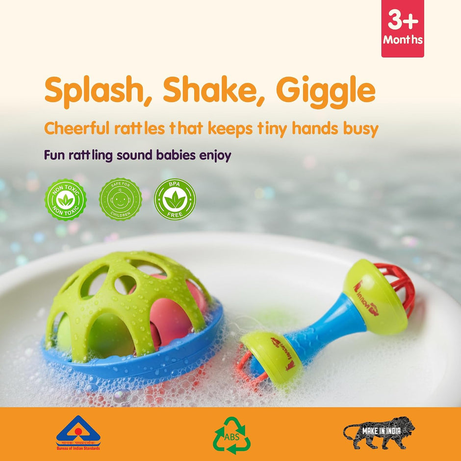 Baby Rattle & Teether Set — Pack of 2 Sensory Toys