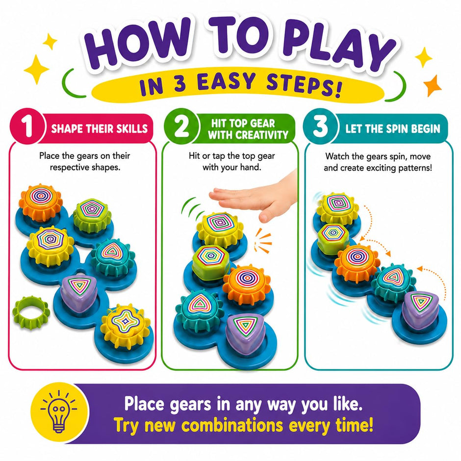 Spinning Joy Gear Activity Set — 3 Stage Activity for Kids