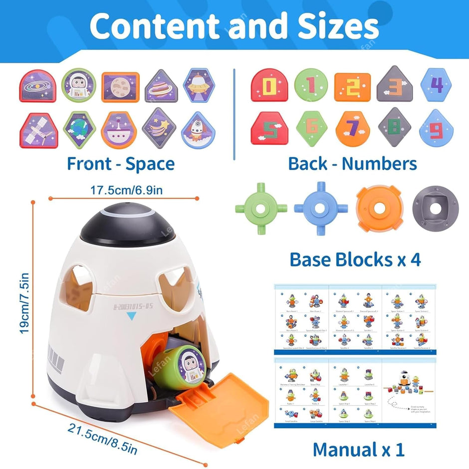 Space Shape Sorter — Spaceship Sorting, Stacking & Lacing Playset
