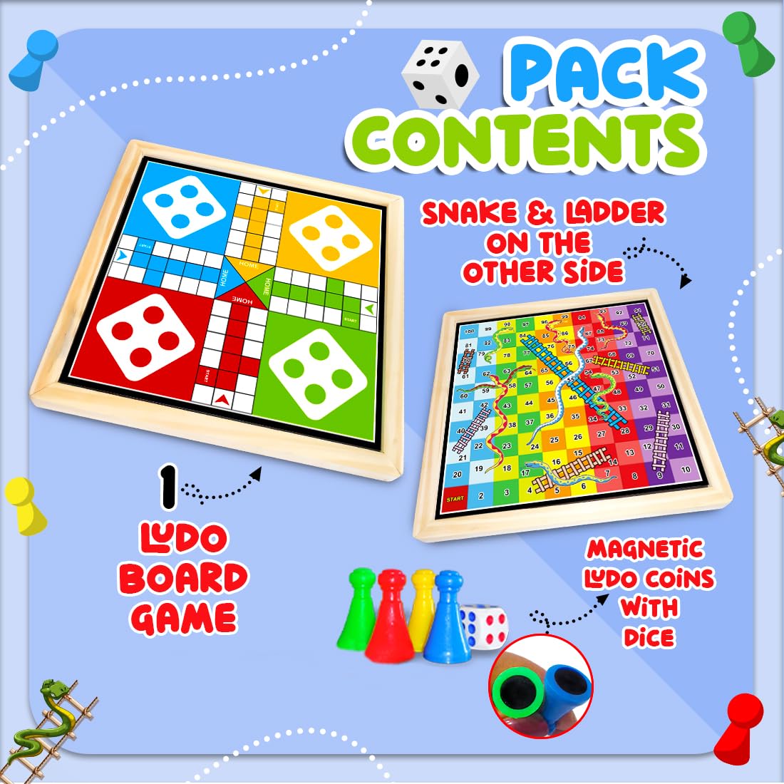 2-in-1 Magnetic Ludo & Snakes and Ladders — Jumbo Board Game
