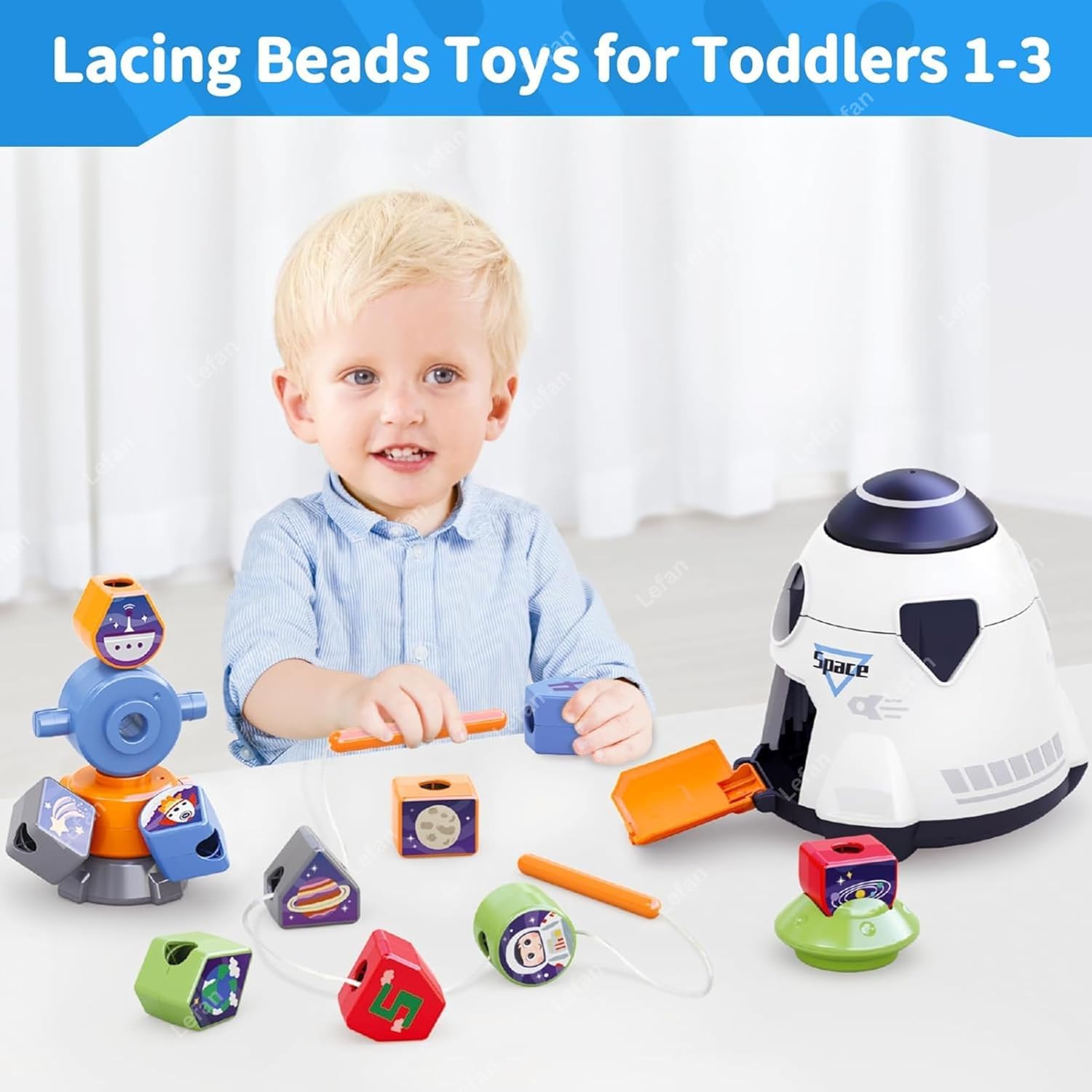 Space Shape Sorter — Spaceship Sorting, Stacking & Lacing Playset