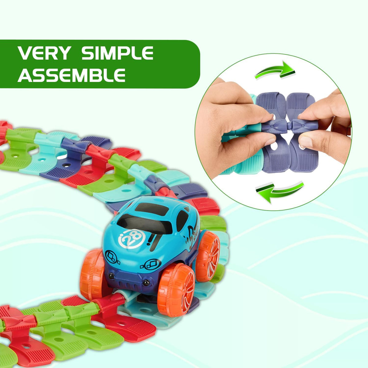 Flexible Race Track Set — 140-Piece DIY Bendable Car Track