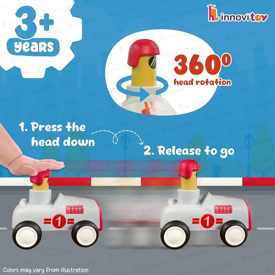 Press & Go Top Gear Toy Vehicles — Push-Down Cars with Driver Figures [Single Piece]