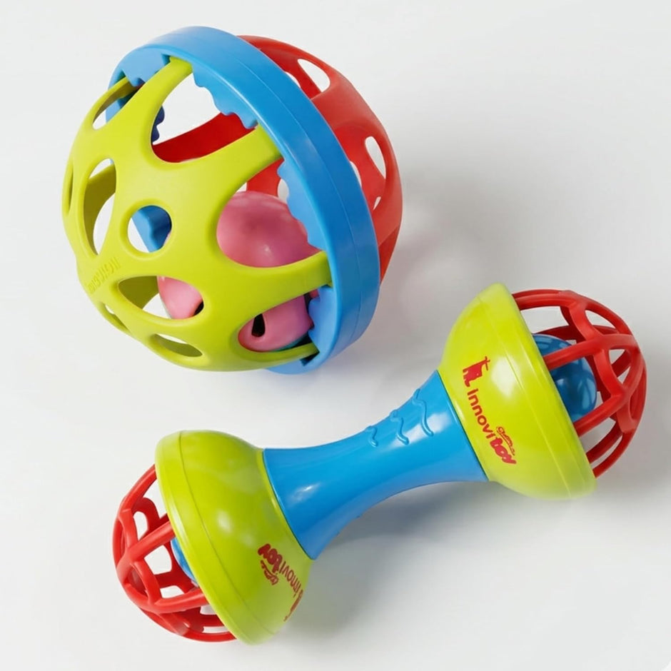 Baby Rattle & Teether Set — Pack of 2 Sensory Toys