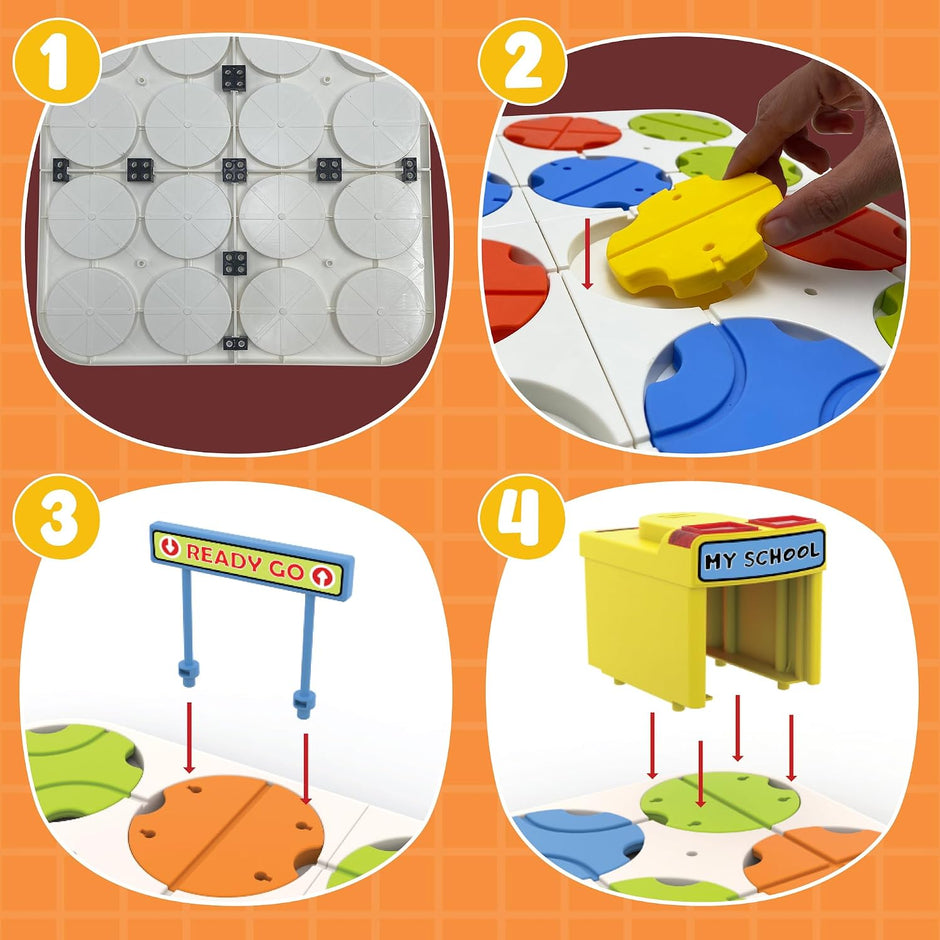DIY Maze Track Puzzle — Build the School Bus Route Game