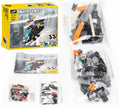 Building block set with packaging on a white background