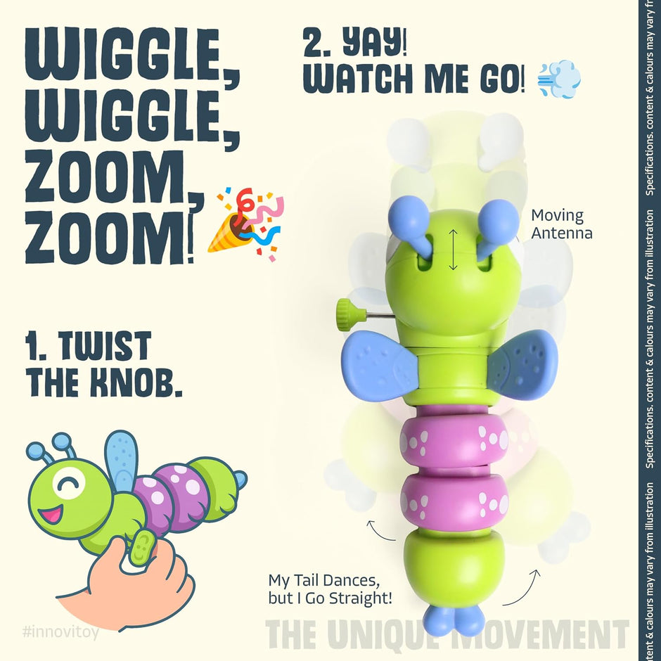 Wind-Up Caterpillar Toys — Crawling Wiggle Wings