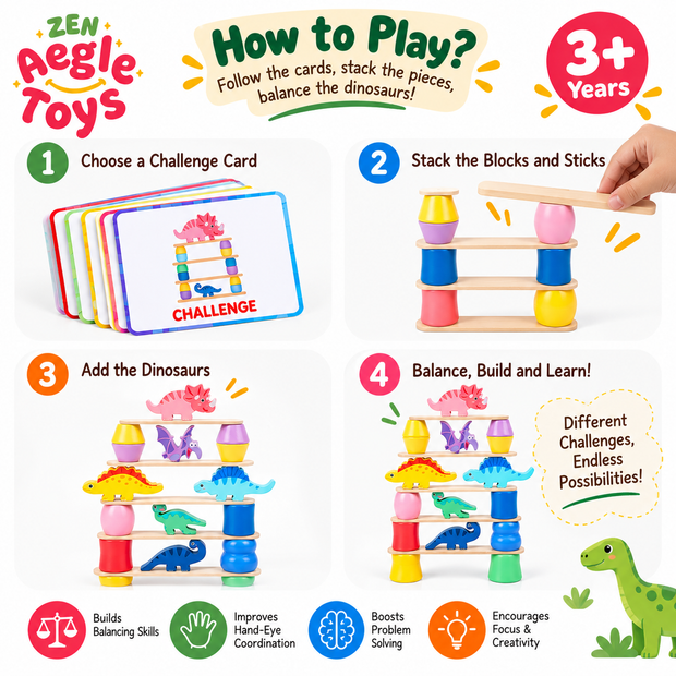Dino Balancing Game - Wooden
