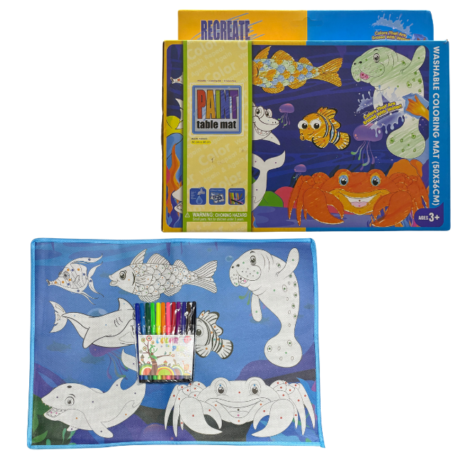 Paint Table Mat - Washable Colouring Mat with Sketch