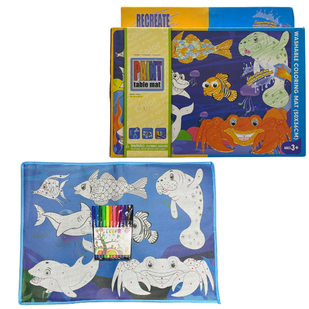 Paint Table Mat - Washable Colouring Mat with Sketch