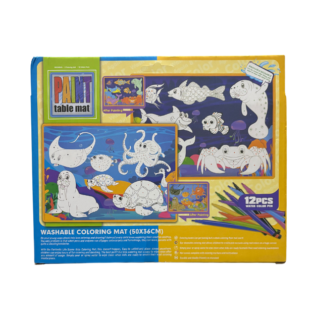 Paint Table Mat - Washable Colouring Mat with Sketch