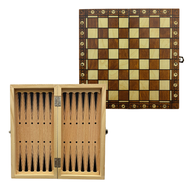 3 in 1 Wooden Foldable Magnetic Chess Game - Chess, Checkers, Backgammon