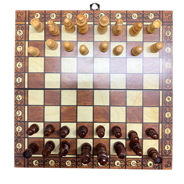 3 in 1 Wooden Foldable Magnetic Chess Game - Chess, Checkers, Backgammon