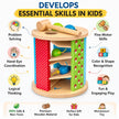 Wooden toy with educational benefits on a white background