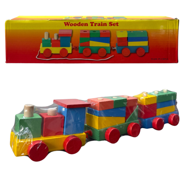 Wooden Stacking Block Train — Shape & Colour Building Set