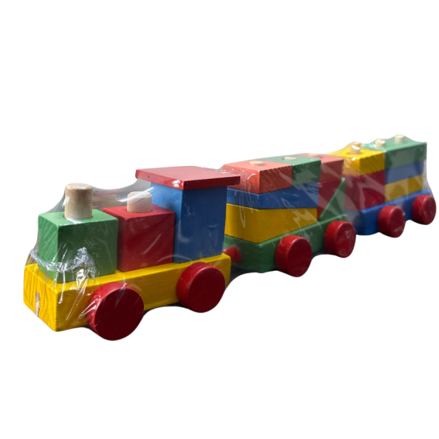 Wooden Stacking Block Train — Shape & Colour Building Set