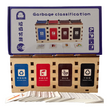 Wooden waste sorting Garbage Classification learning box with four coloured bin slots for recyclable, hazardous, food and residual waste, with illustrated picture cards