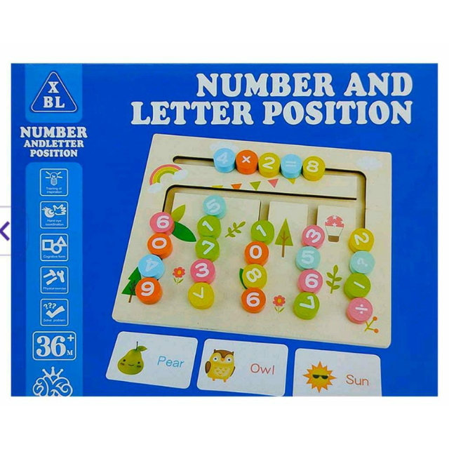 Wooden Number and Letter Position Learning Board