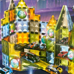 Diamond Magnetic Tile Building Blocks Parking Lot Set - 88 Pieces with LED Lights & Alloy Cars
