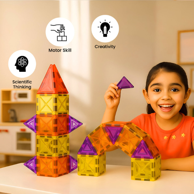 Magnetic Tiles Building Blocks - 62 Pcs