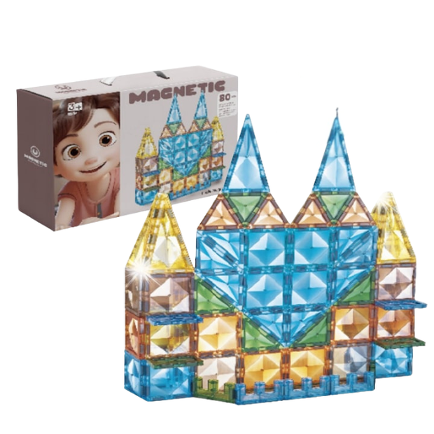 Diamond Magnetic Tile Building Blocks Set - 80 Pieces