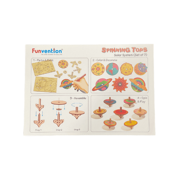 DIY Set Spinning Top set of 6 - Wooden