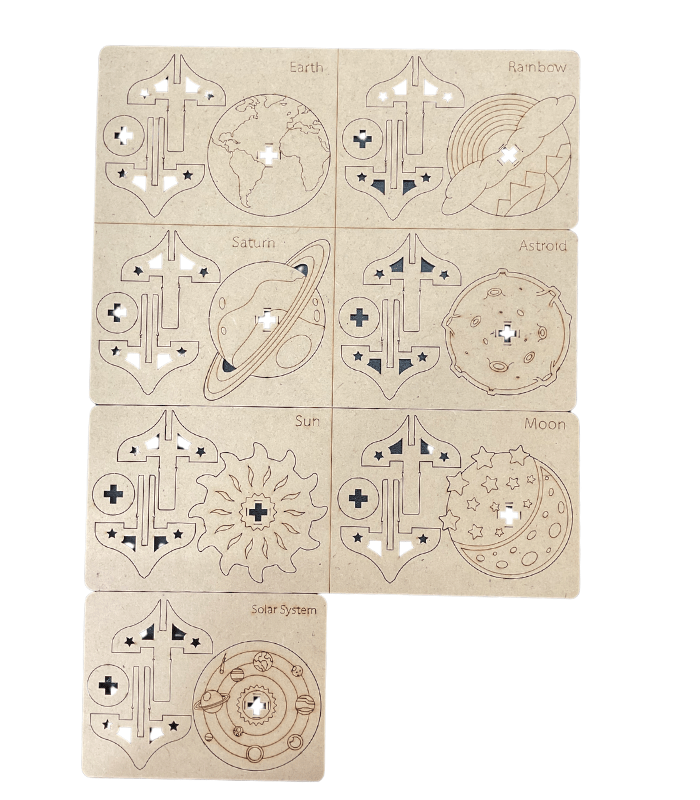 DIY Set Spinning Top set of 6 - Wooden