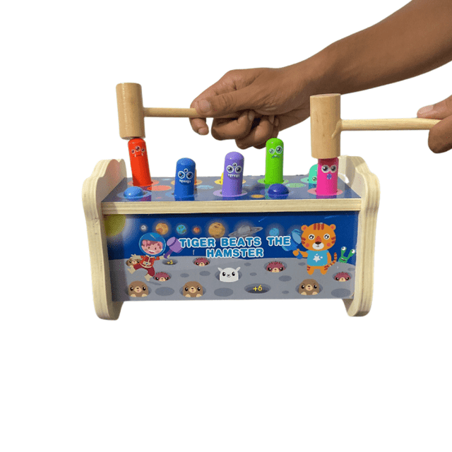 Tiger Beats The Hamster Whack a Mole Wooden Hammer game
