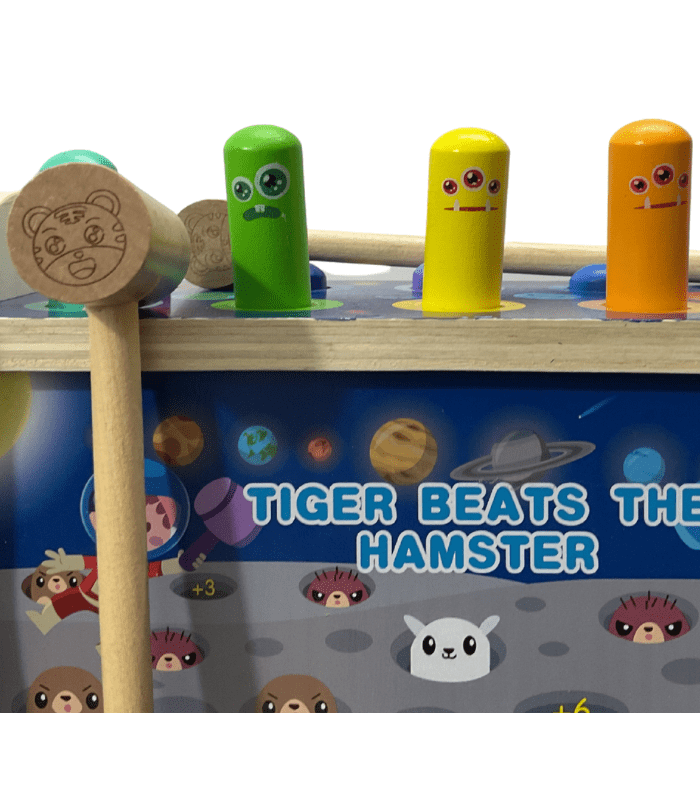 Tiger Beats The Hamster Whack a Mole Wooden Hammer game